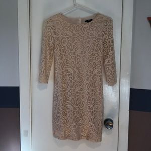 Beige lace evening dress